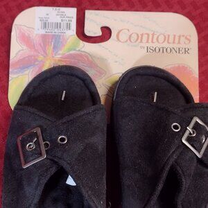 NEW Women’s Contours by Isotoner Slippers: Black – Size 7.5-8